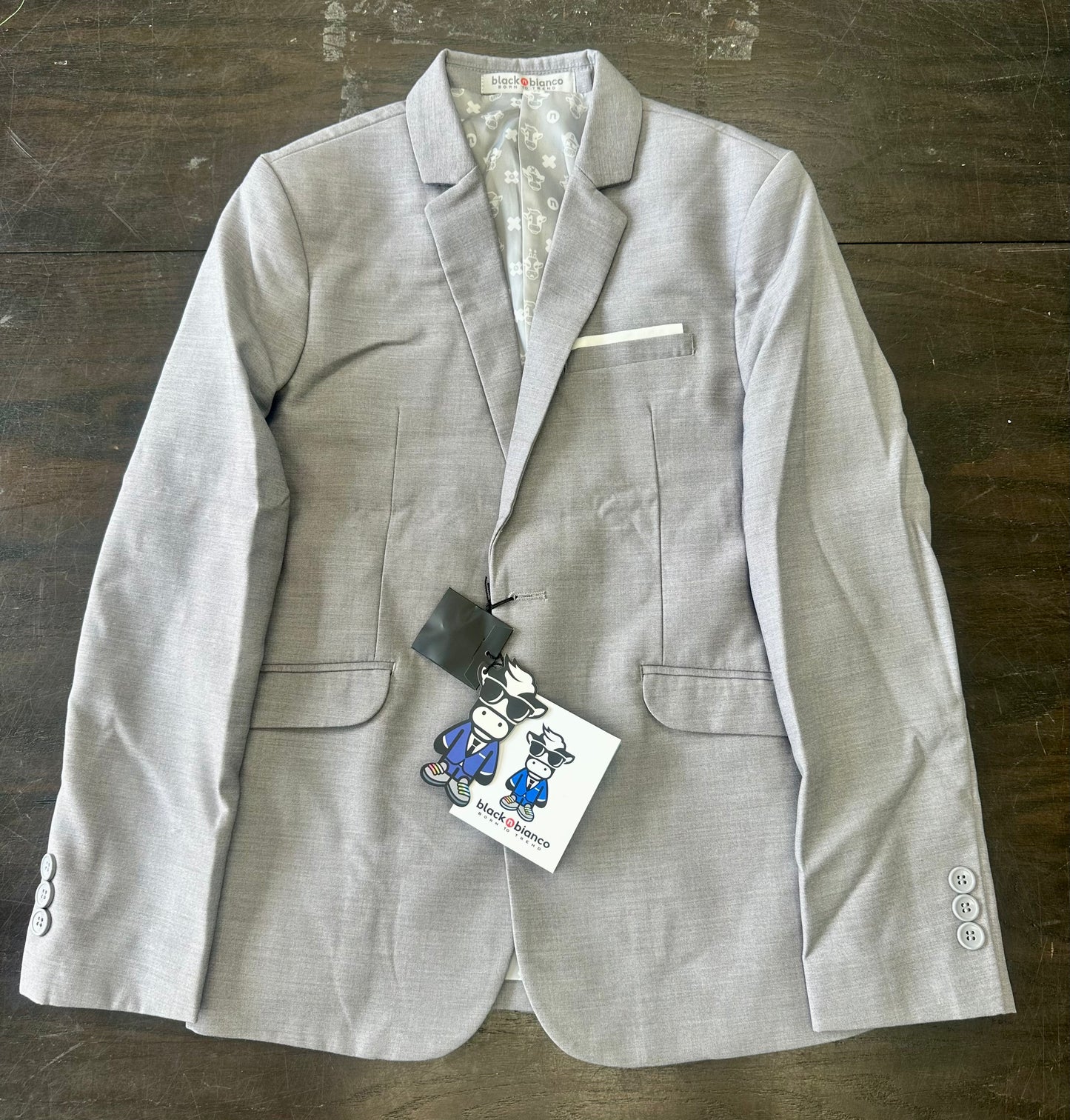 Black N Bianco Boys' Rosefia Modern Slim Fit Suit In Mary Mid Gray (Size 12)