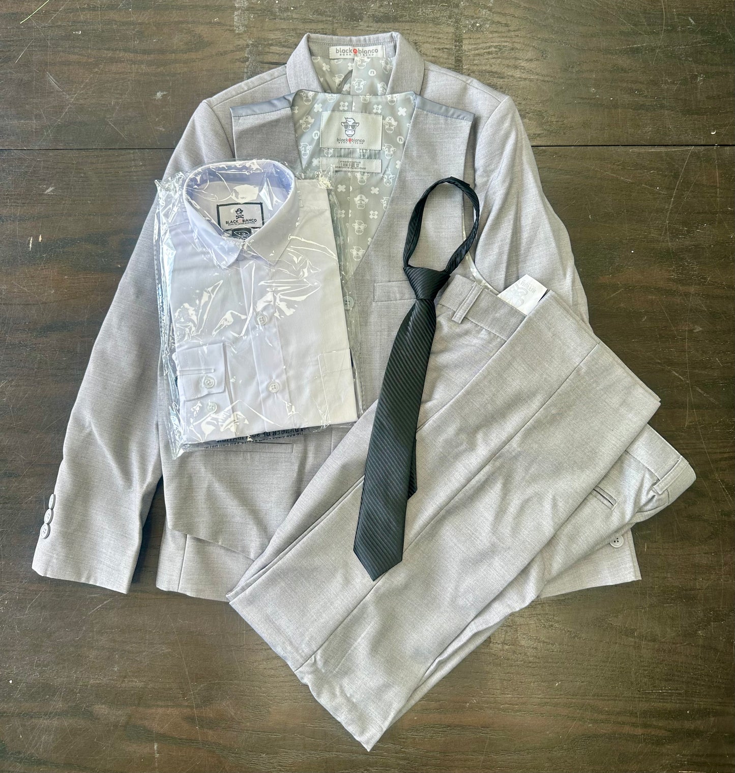 Black N Bianco Boys' Rosefia Modern Slim Fit Suit In Mary Mid Gray (Size 12)