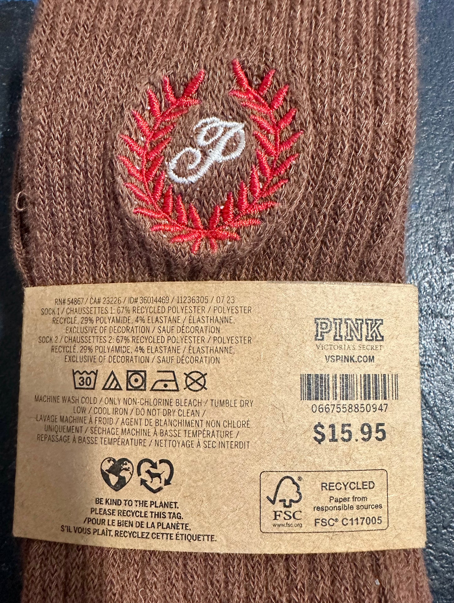 PINK 2 CREW SOCKS