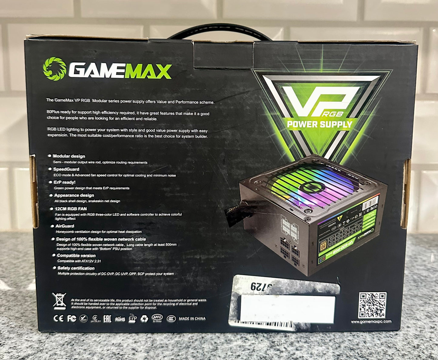 GameMax VP-600-RGB-M 600W Semi-Modular RGB PC Power Supply 80+ Bronze