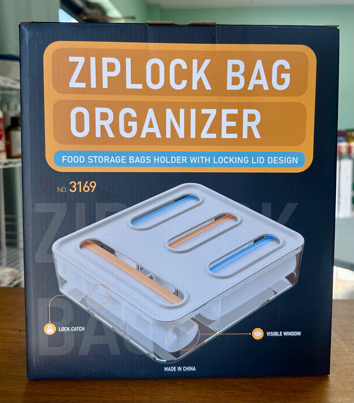 Ziplock Bag Organizer 4 Compartment Food Storage Bag Holder Locking Lid