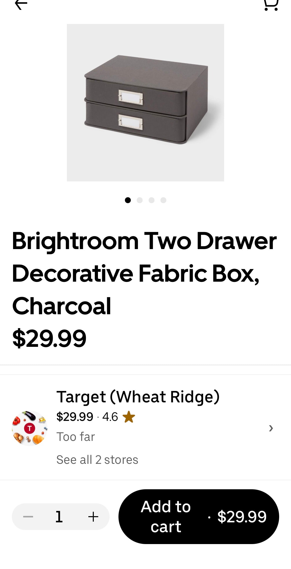 Brightroom Two Drawer Decorative Fabric Box, Charcoal