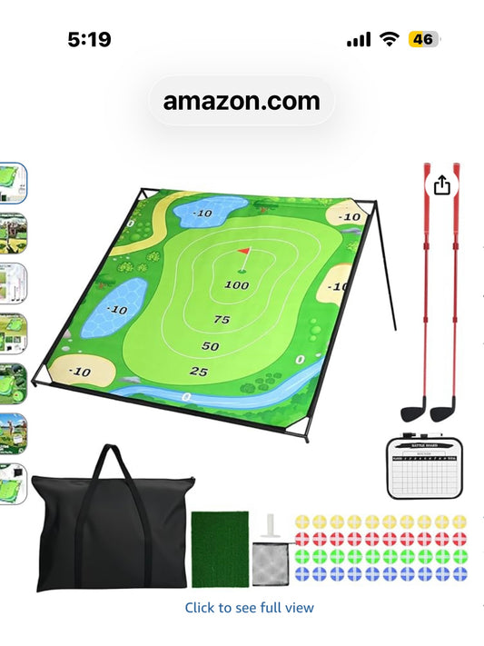 Golf Chipping Game Set with Adjustable Clubs, Extra-Large 6x6ft Target Mat & Aluminum Frame, Portable Family Golf Game for Kids & Adults Indoor Outdoor Backyard