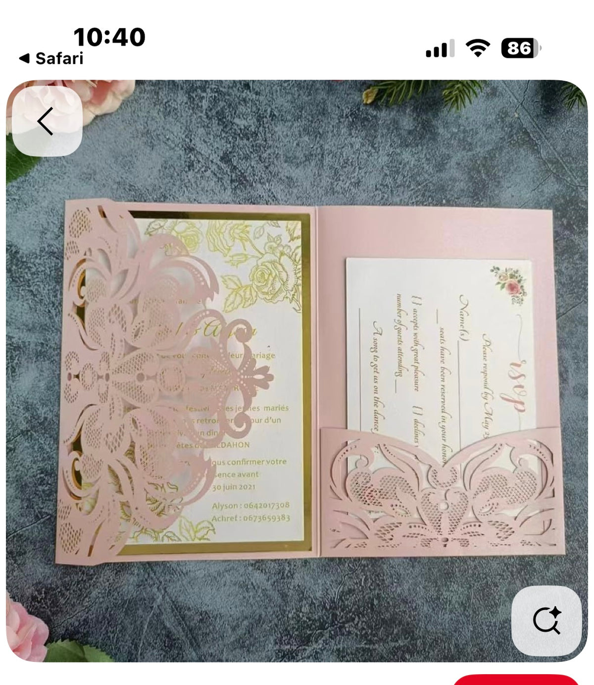 MillaSaw Pinkish Purple Wedding Invitation Card Laser Cut Pocket Envelop Tri Fold Wedding Card Sleeve 20 Sets (pinkish purple)