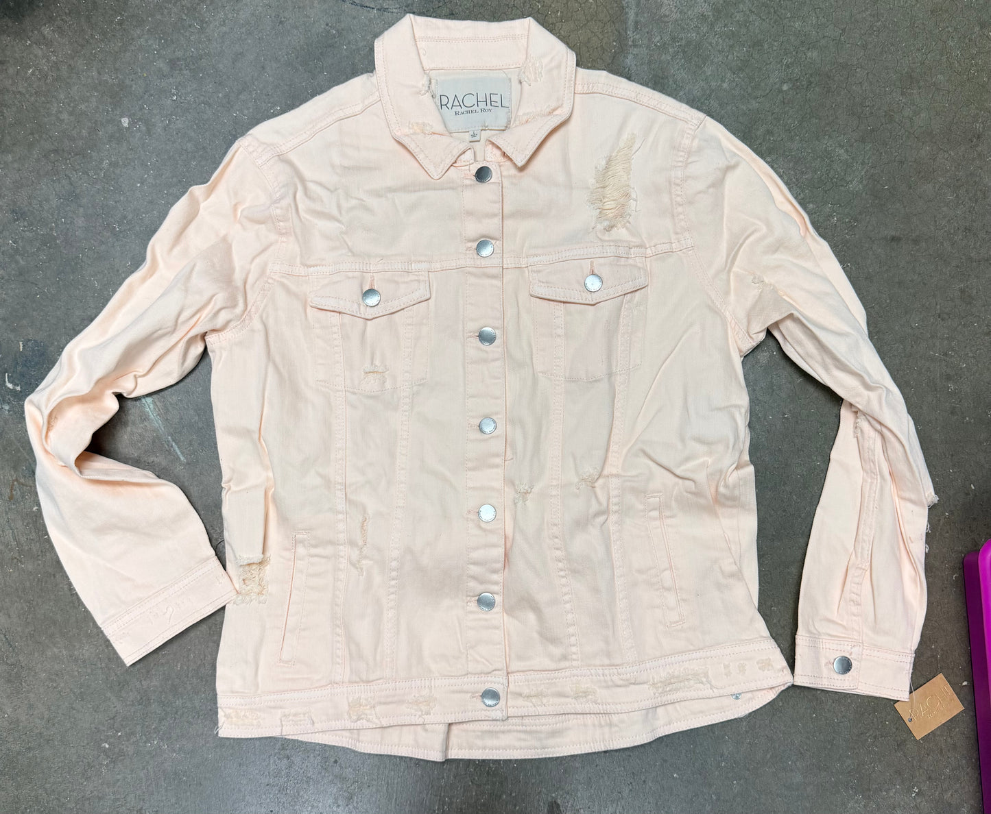 Rachel Roy Distressed Jean Jacket (Size Large)