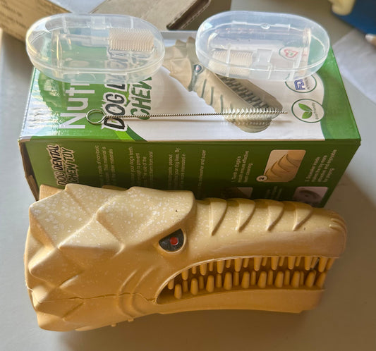 Nutro Dog Dental Chew Toy Eco-Friendly Rubber Toothbrush Squeaker - New in Box