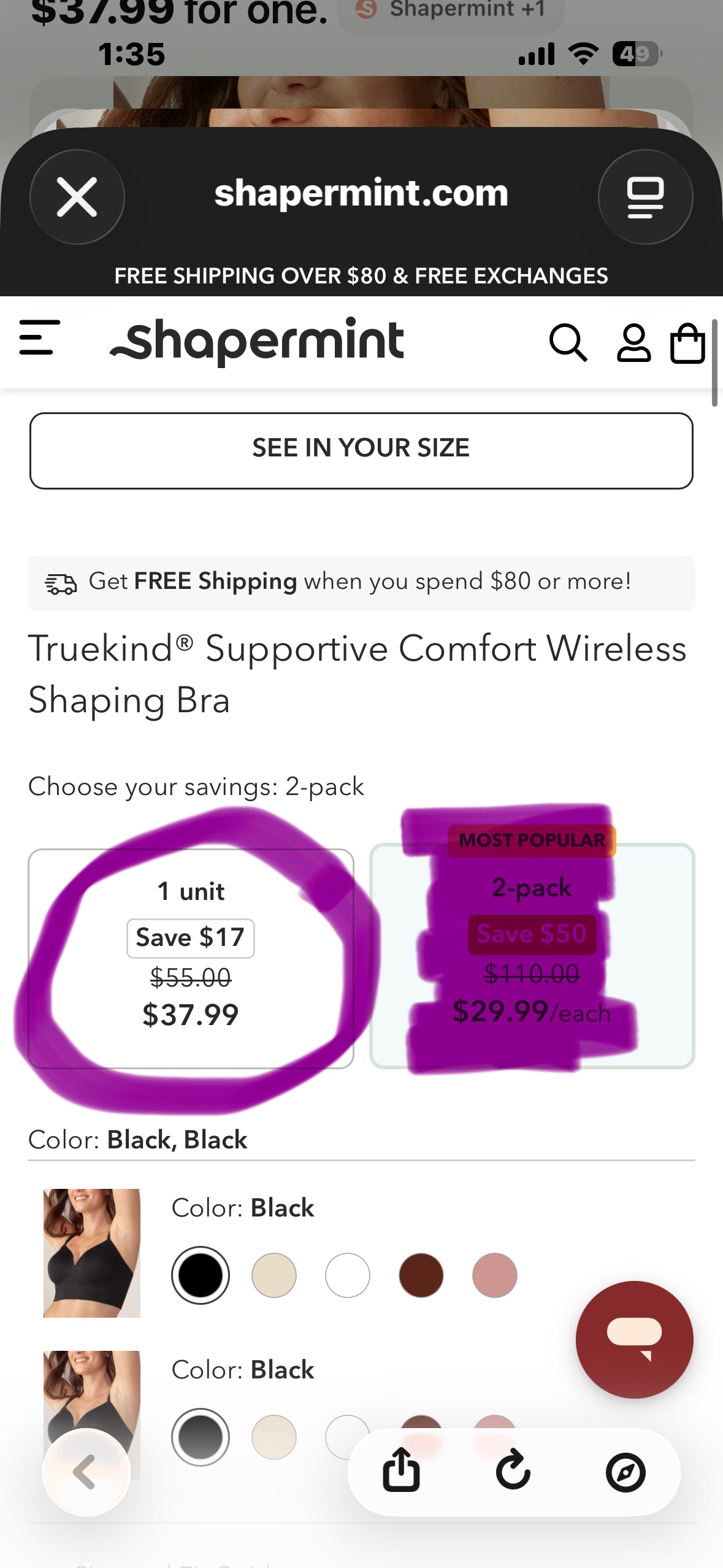 Truekind Supportive Comfort Wireless Shaping Bra by Shapermint, Style 10210 (Size 4X)