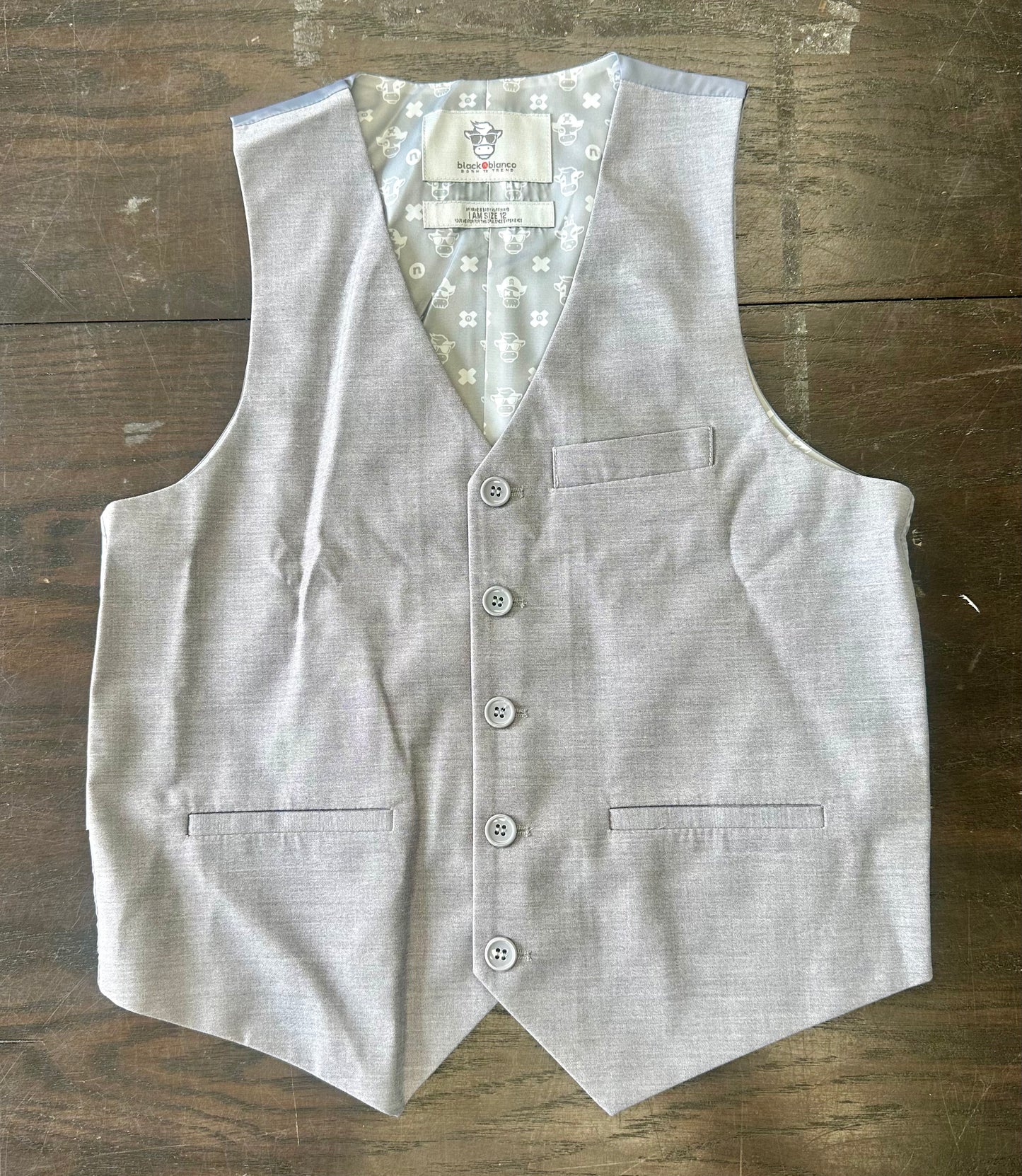 Black N Bianco Boys' Rosefia Modern Slim Fit Suit In Mary Mid Gray (Size 12)