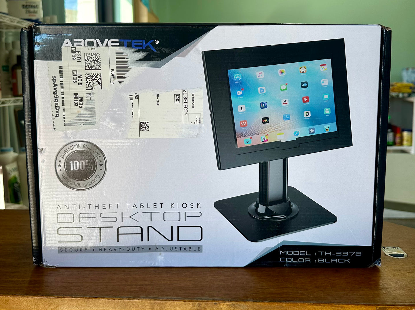 AboveTEK Anti-Theft iPad Kiosk Stand – POS iPad Security Mount with 360° Swivel & 75° Tilt, Heavy Duty Tablet Kiosk Desk Holder for Retail & Business POS Systems (Black)