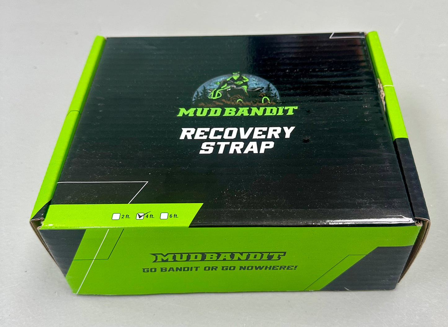 Mud Bandit 4ft UTV Recovery Strap with Winch Hook and D Ring Shackle Tow Rope