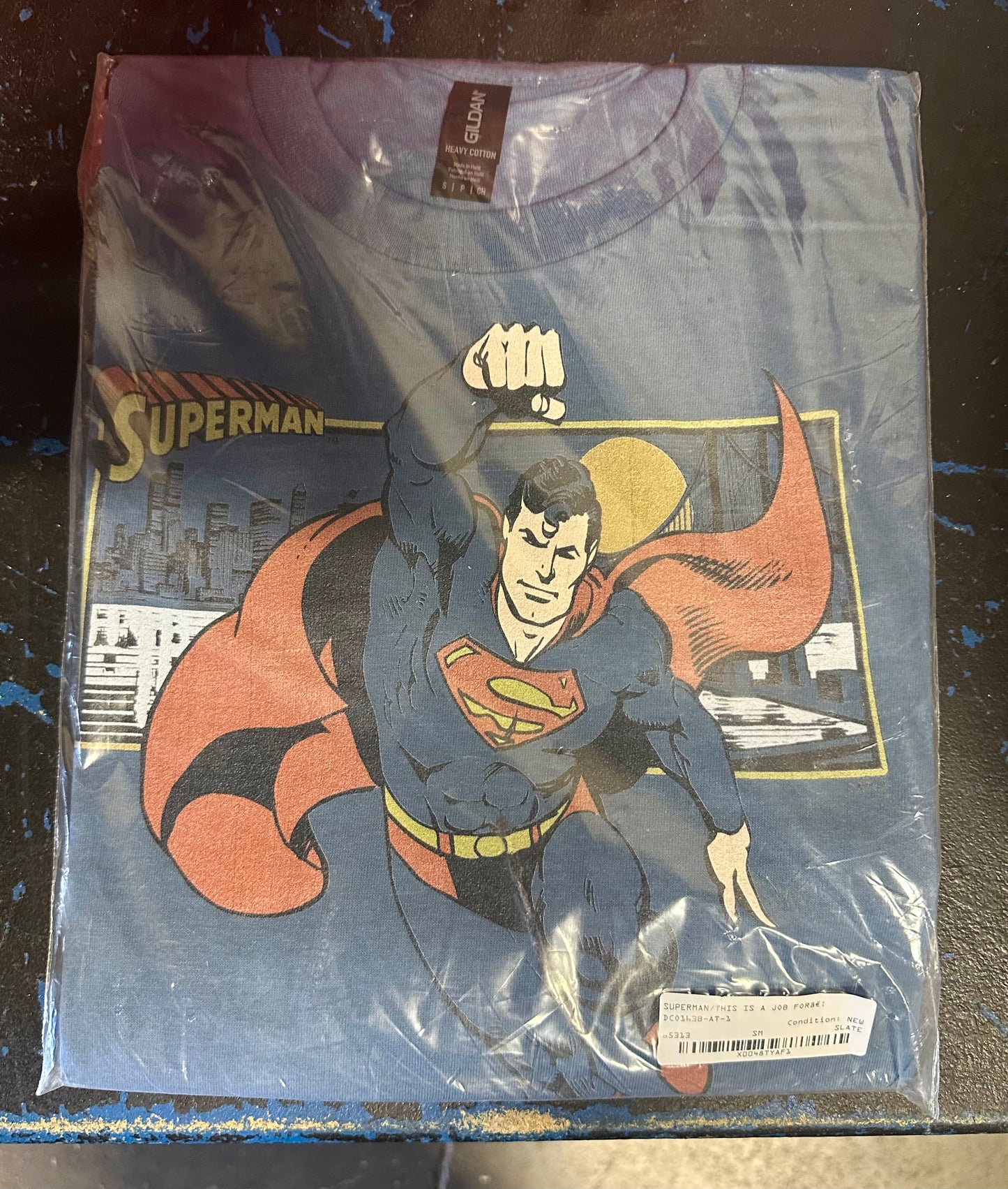 Popfunk Superman This is A Job for Unisex Adult T-Shirt Slate ( Size Small)