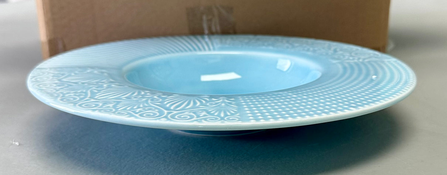 Bonquicken 10” Ceramic Pasta / Soup Bowls – Set of 4 – Light Blue