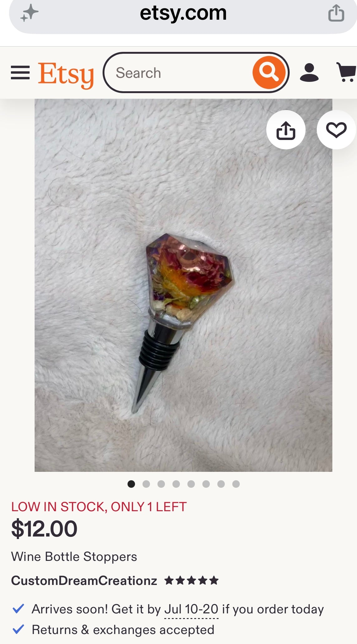 Handmade Floral Resin Wine Stopper
