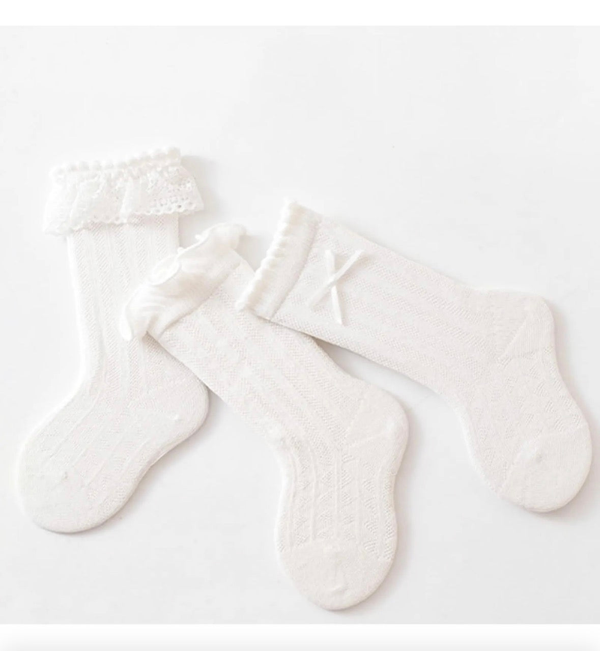 Apone Fatu Baby Knee High Socks Non Slip Grip Ankle Socks Ruffled Long Stockings (Size 6-12 Months)