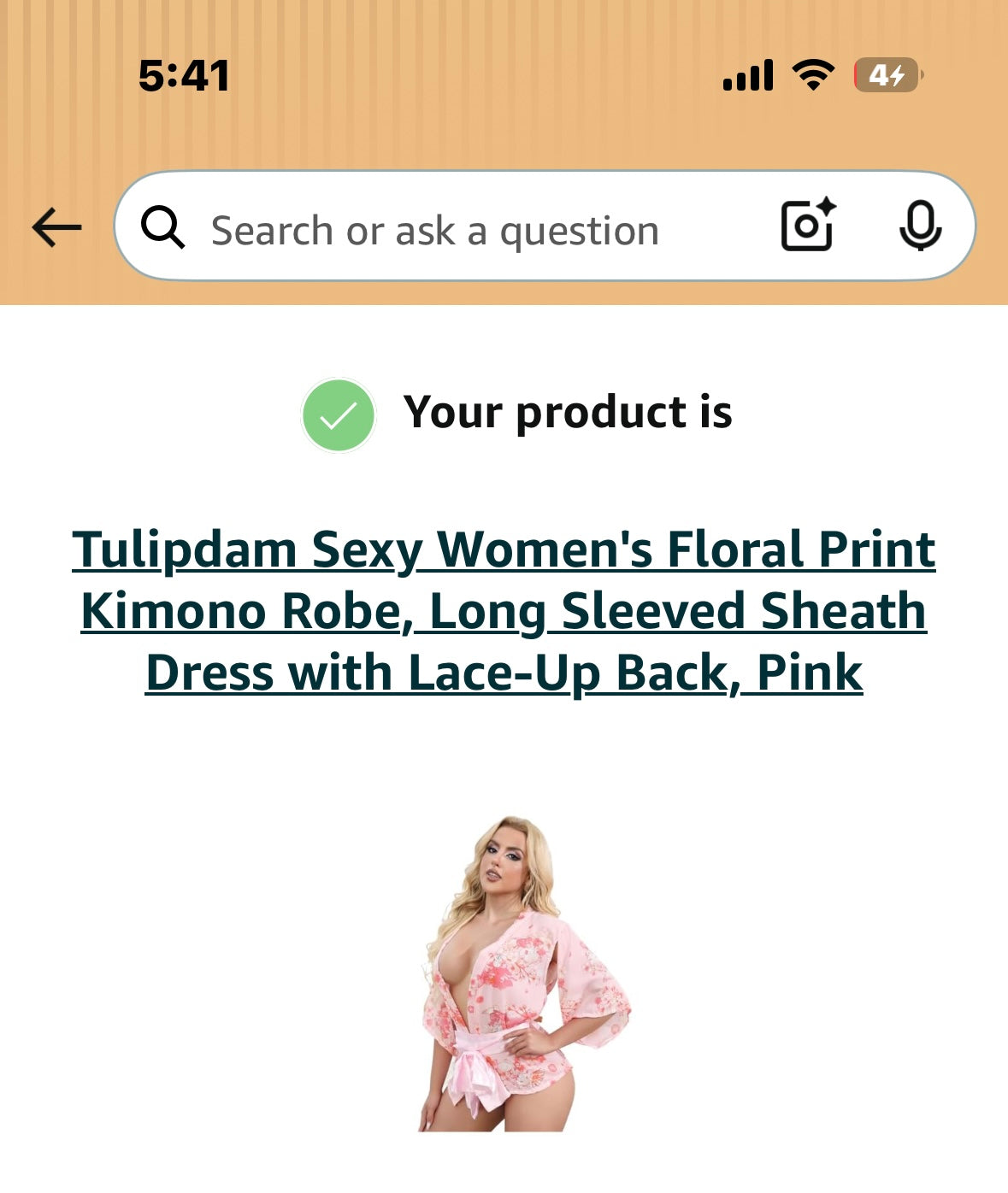 Tulipdam Sexy Women's Floral Print Kimono Robe, Long Sleeved Sheath Dress with Lace-Up Back, Pink (Size M)
