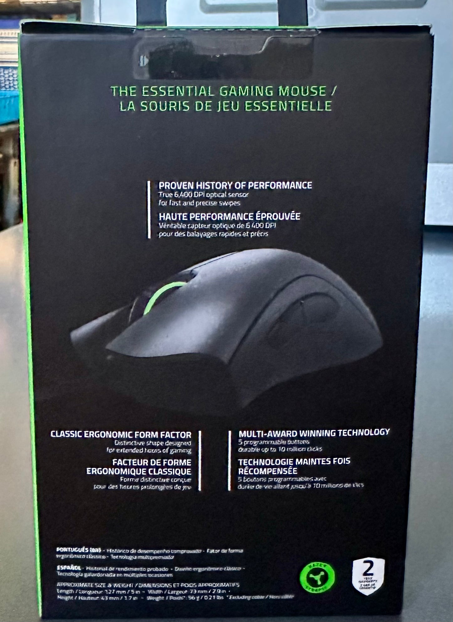 Razer DeathAdder Essential Gaming Mouse: 6400 DPI Optical Sensor - 5 Programmable Buttons - Mechanical Switches - Rubber Side Grips - Classic Black