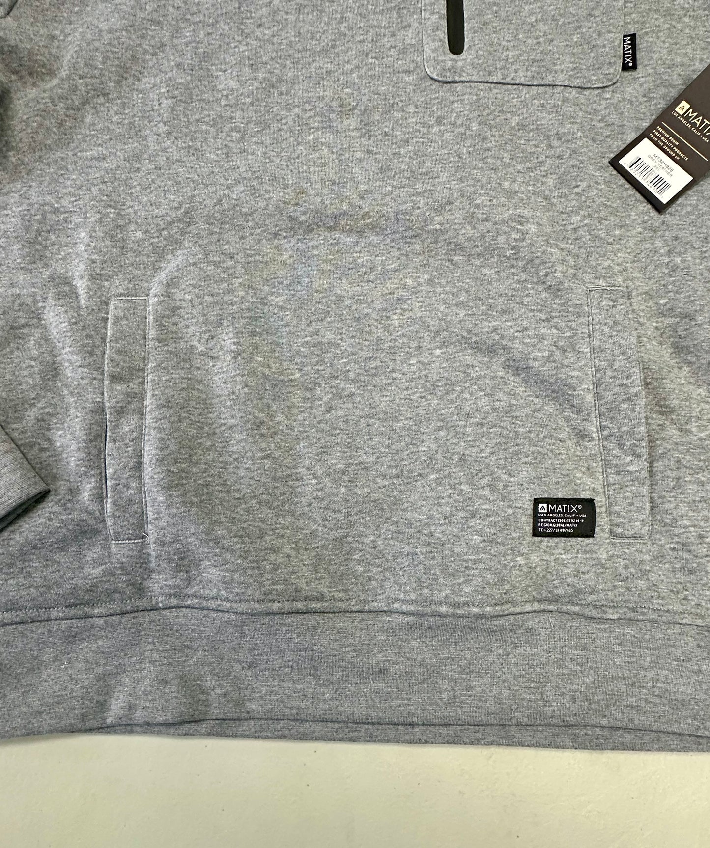 MATIX Men’s Hoodie 2XL Grey Heather Pullover Zipper Pocket (Size 2X)