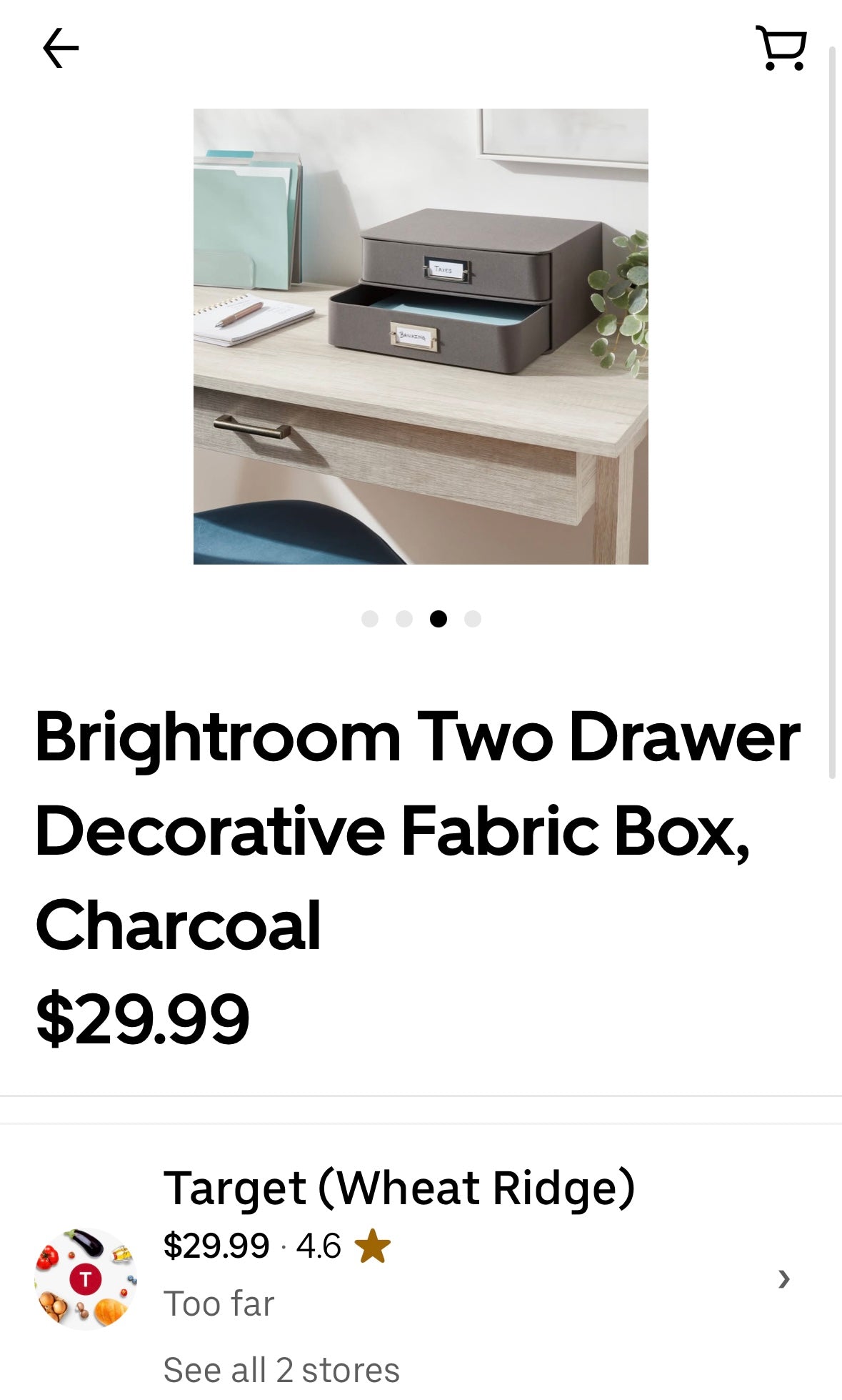 Brightroom Two Drawer Decorative Fabric Box, Charcoal