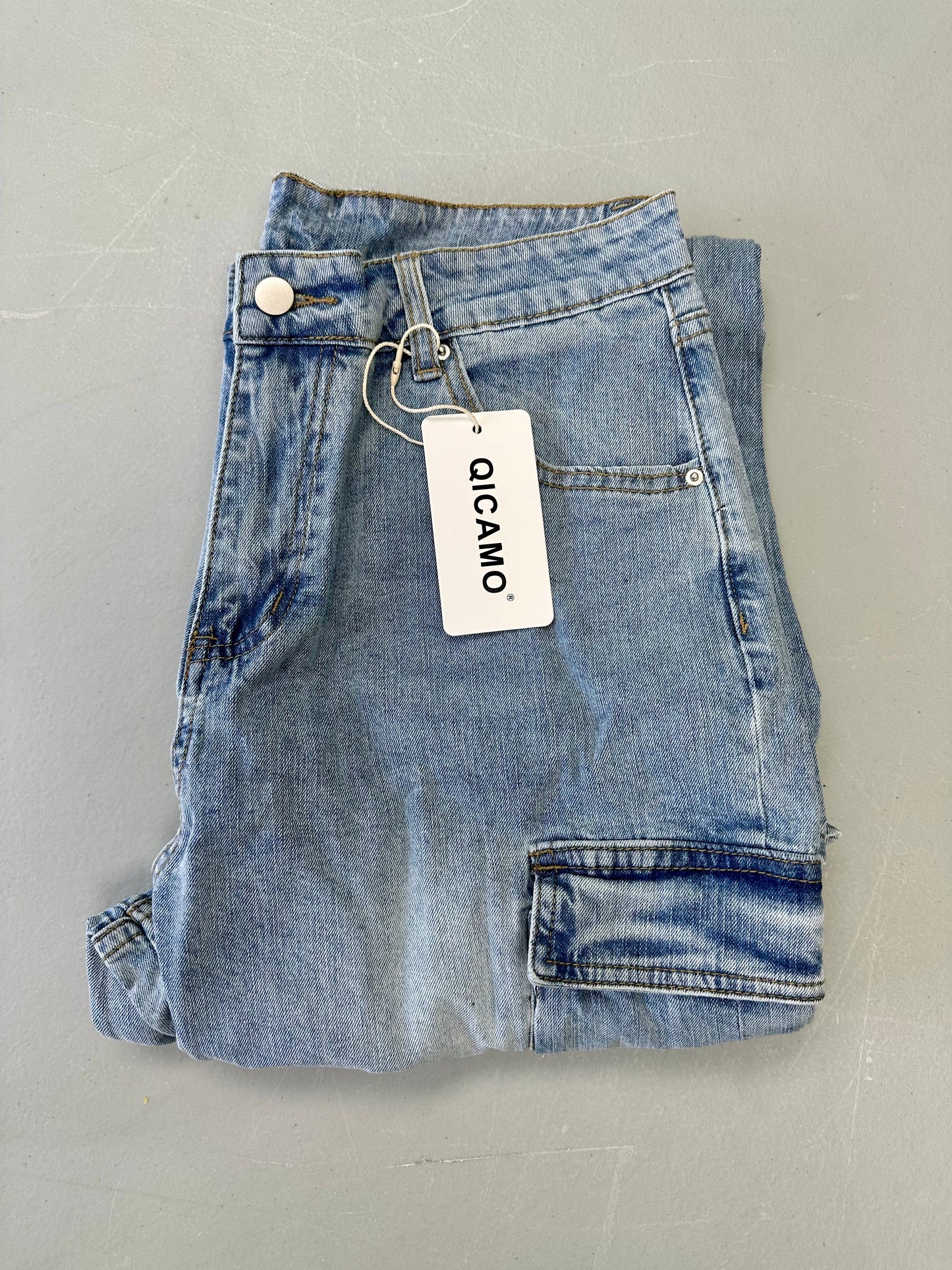 Women High Waisted Cargo Jean for Women (Size 12)