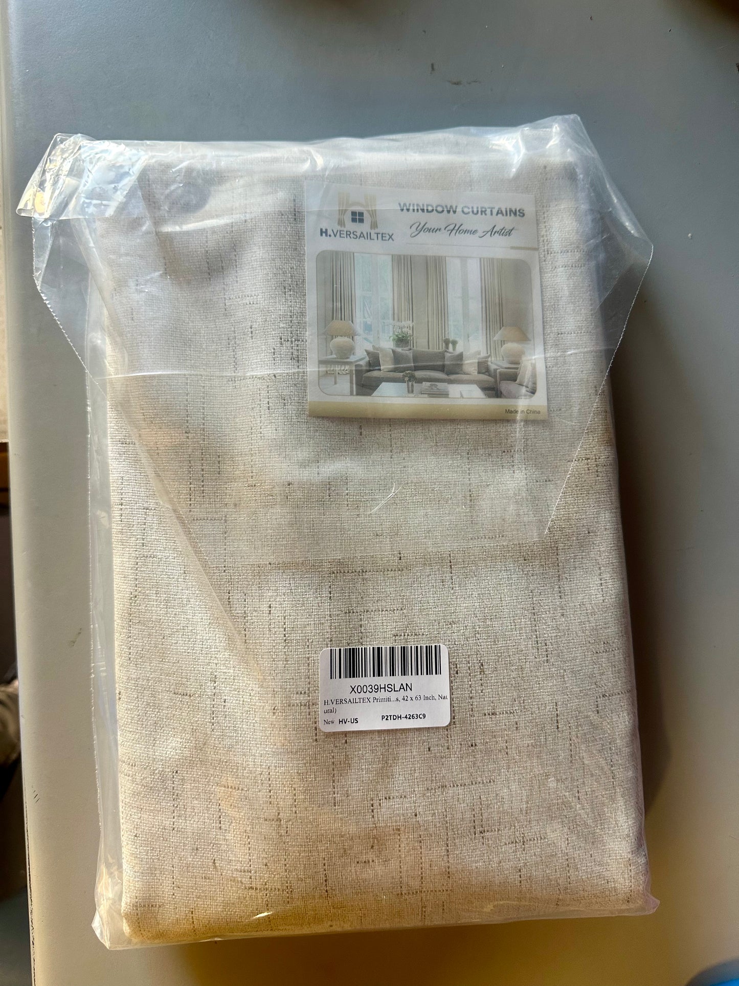 H.VERSAILTEX Primitive Linen Curtains 100% Blackout Curtain Drapes Burlap Curtains with White Thermal Insulated Liner, Grommet Top Drapes Living Room/Bedroom (2 Panels, 42 x 63 Inch, Natural)