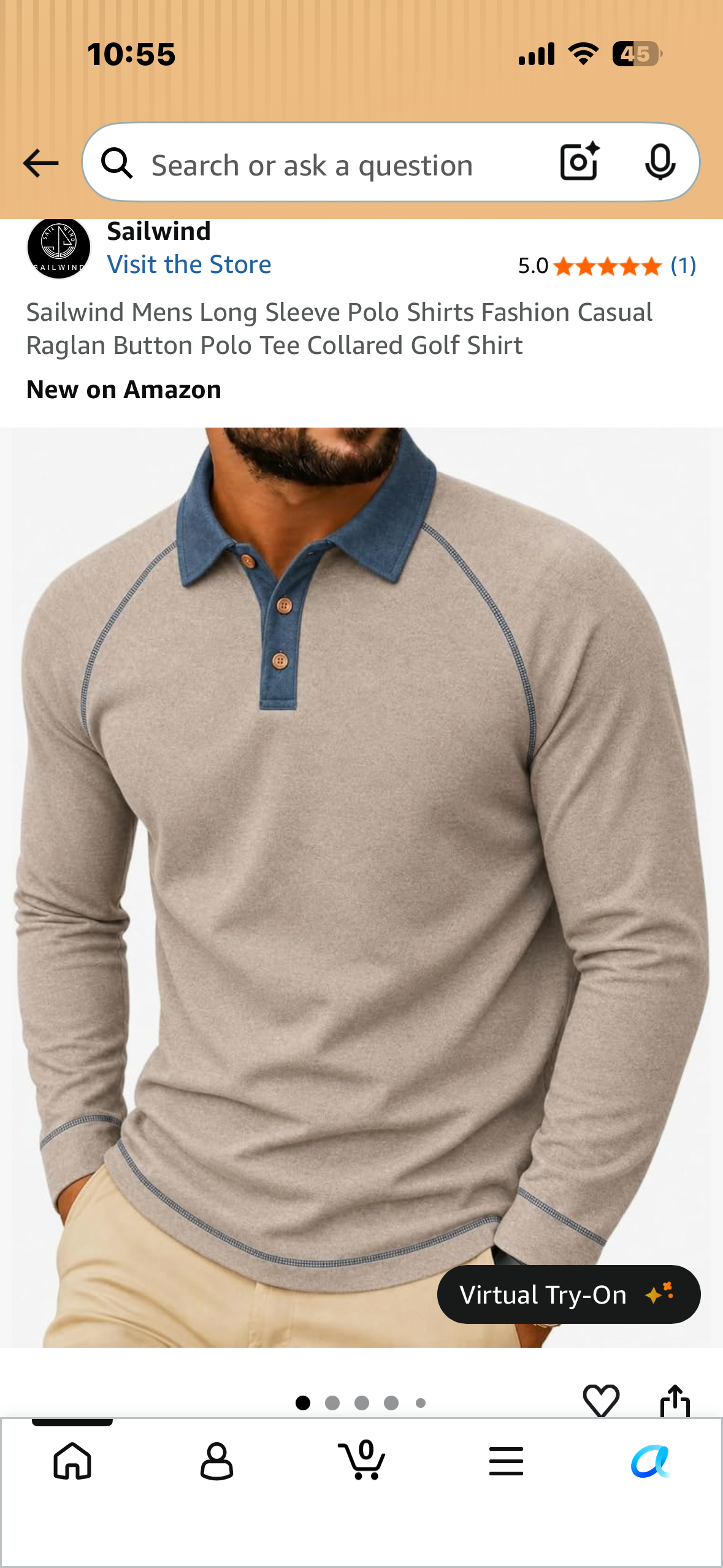 Sailwind Mens Long Sleeve Polo Shirts Fashion Casual Raglan Button Polo Tee Collared Golf Shirt (Size 2XL)