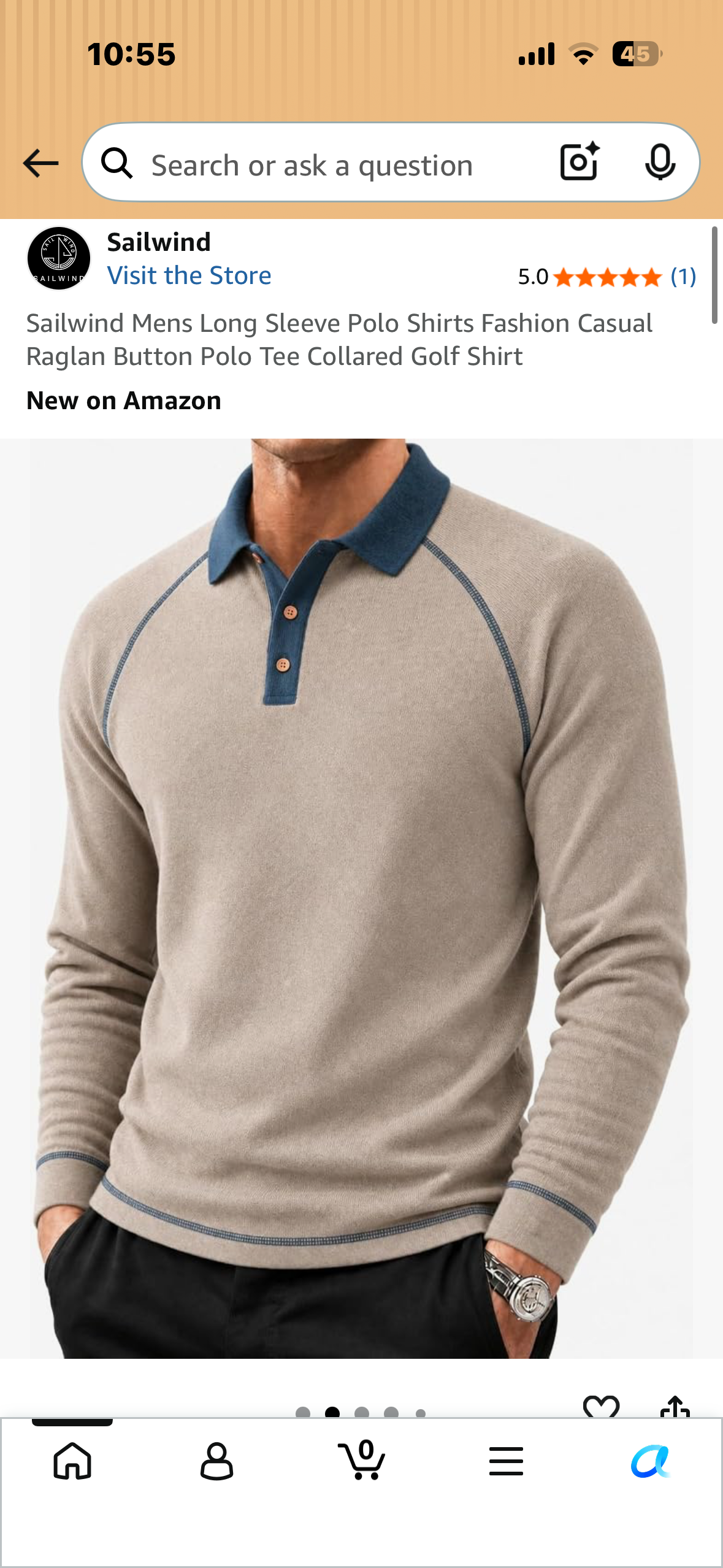 Sailwind Mens Long Sleeve Polo Shirts Fashion Casual Raglan Button Polo Tee Collared Golf Shirt (Size 2XL)