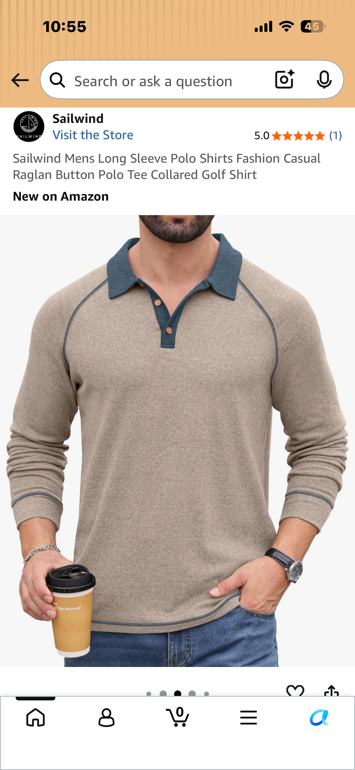 Sailwind Mens Long Sleeve Polo Shirts Fashion Casual Raglan Button Polo Tee Collared Golf Shirt (Size 2XL)