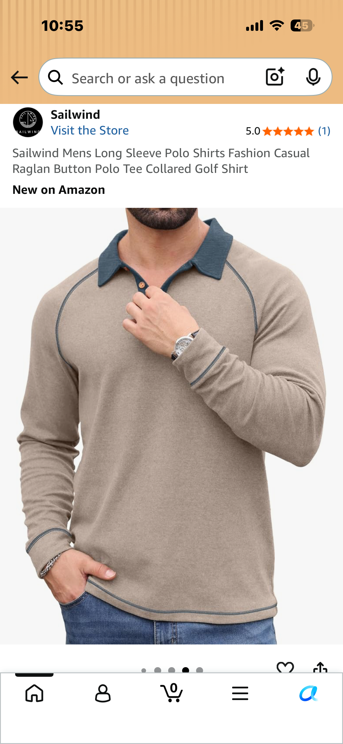 Sailwind Mens Long Sleeve Polo Shirts Fashion Casual Raglan Button Polo Tee Collared Golf Shirt (Size 2XL)