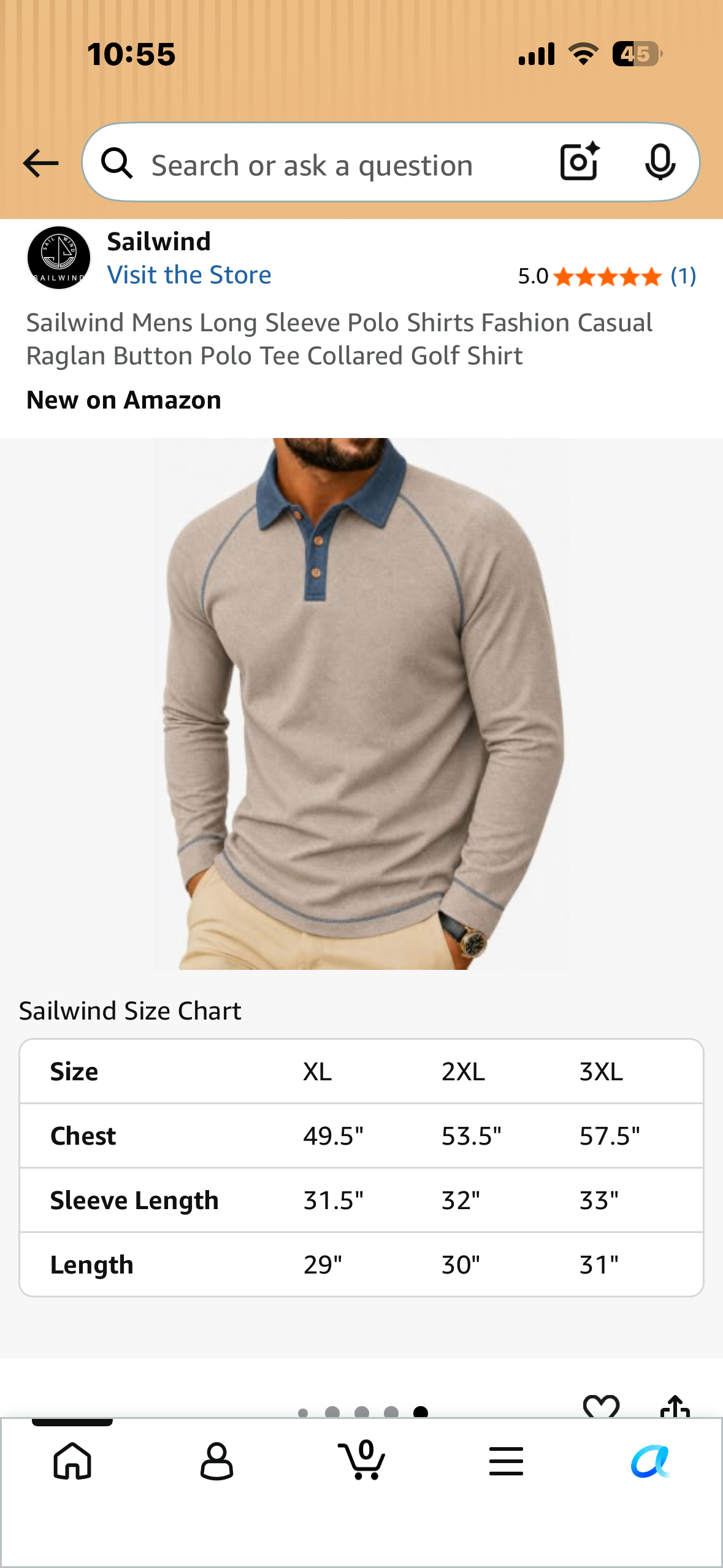 Sailwind Mens Long Sleeve Polo Shirts Fashion Casual Raglan Button Polo Tee Collared Golf Shirt (Size 2XL)