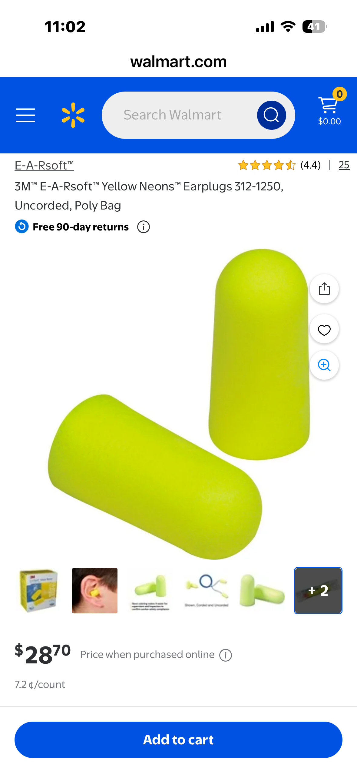 3M™ E-A-Rsoft™ Yellow Neons™ Earplugs 312-1250, Uncorded, Poly Bag