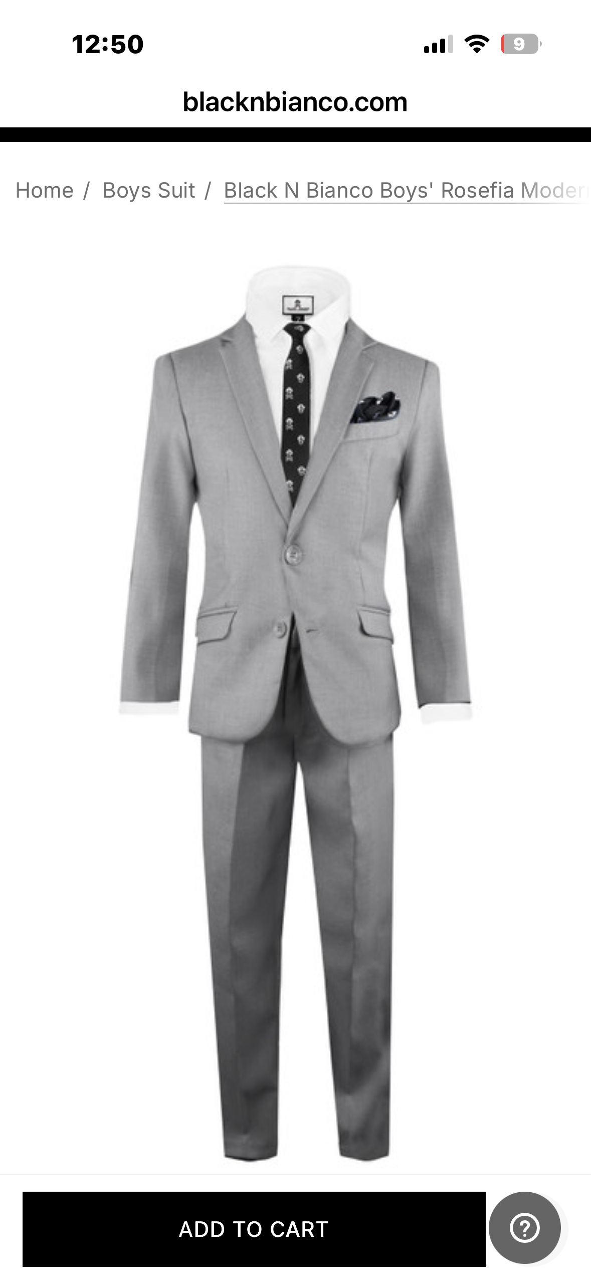 Black N Bianco Boys' Rosefia Modern Slim Fit Suit In Mary Mid Gray (Size 12)