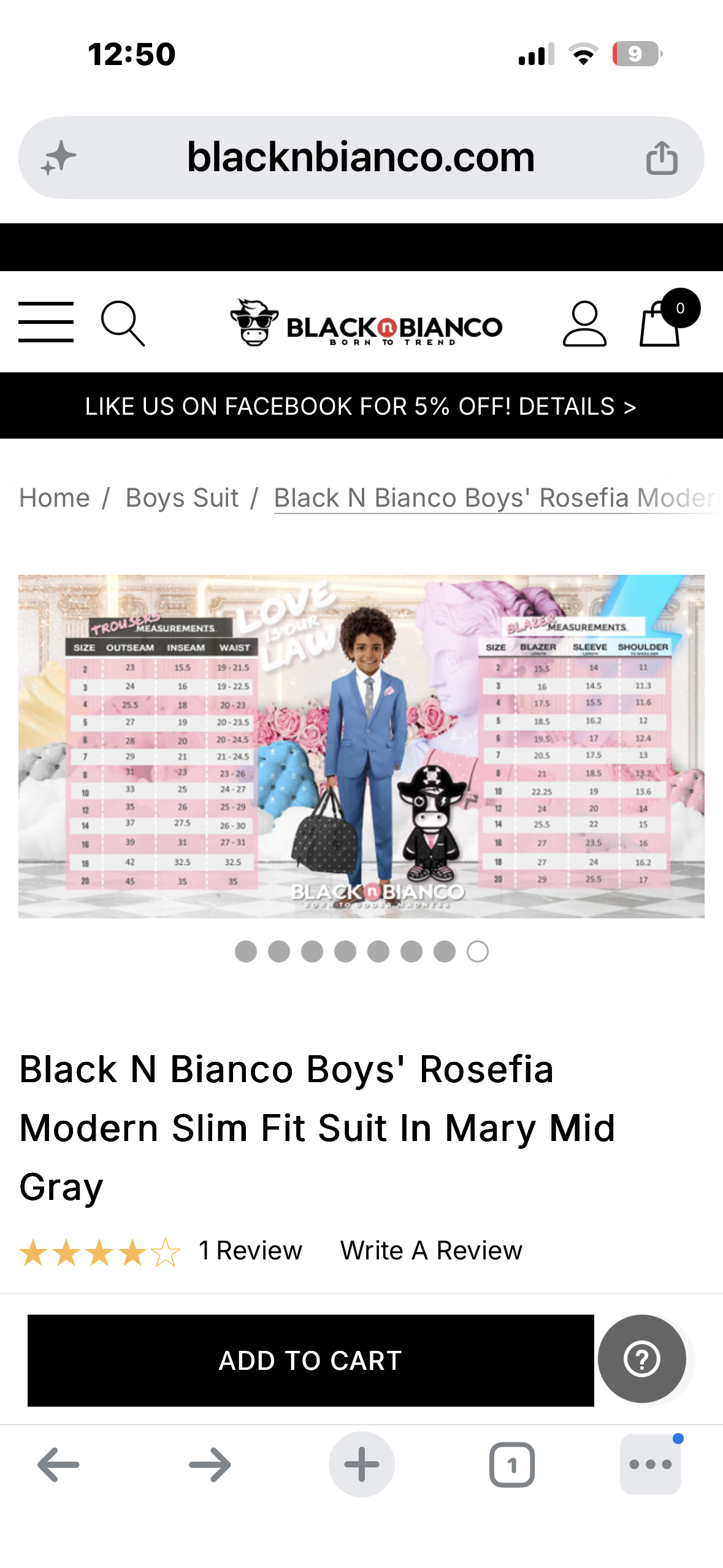 Black N Bianco Boys' Rosefia Modern Slim Fit Suit In Mary Mid Gray (Size 12)