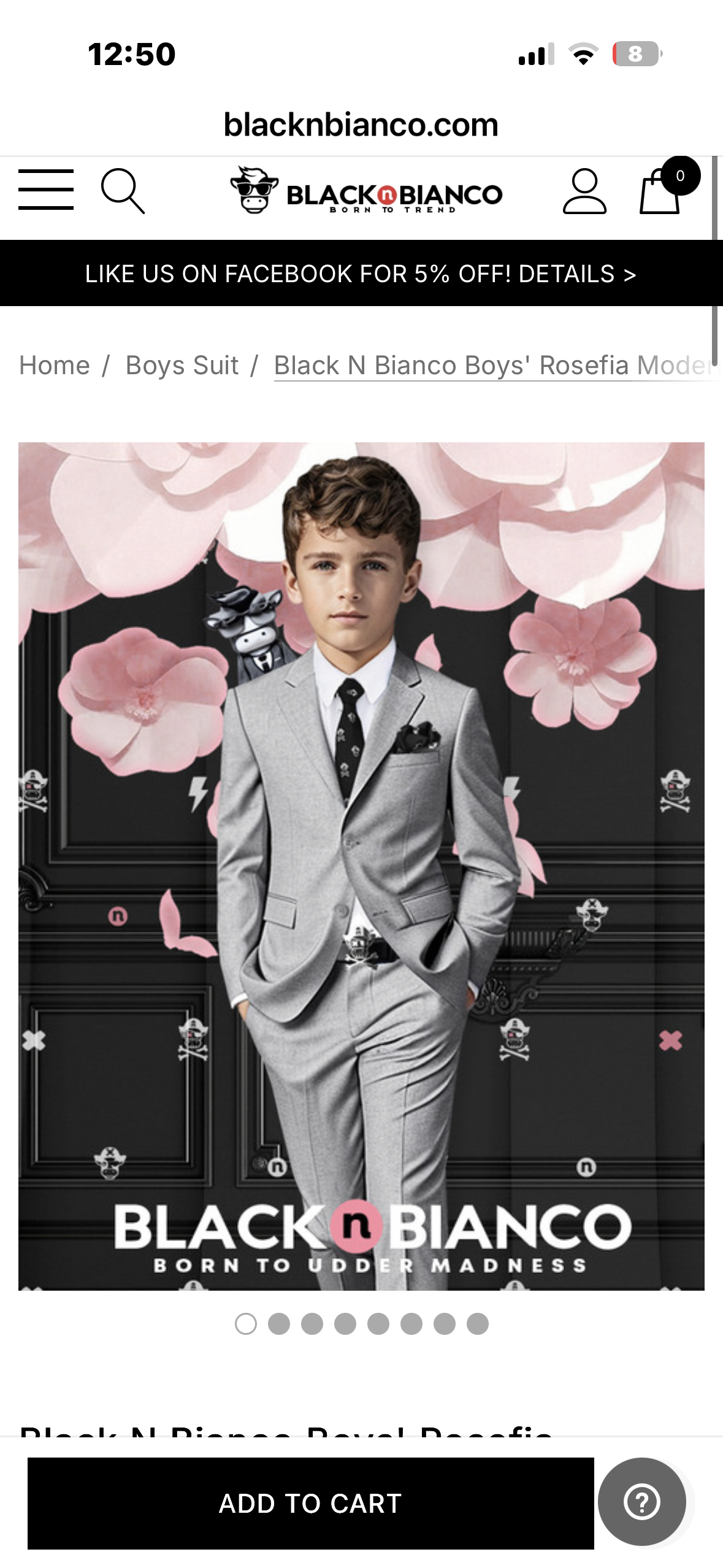 Black N Bianco Boys' Rosefia Modern Slim Fit Suit In Mary Mid Gray (Size 12)