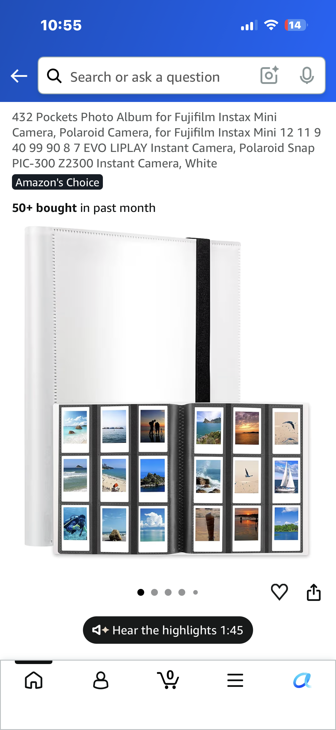 432 Pocketss Photo Album for Fujifilm Instax Mini Camera, Polaroid Camera, for Fujifilm Instax Mini 12 11 9 40 99 90 8 7 EVO LIPLAY Instant Camera, Polaroid Snap PIC-300 Z2300 Instant Camera, White