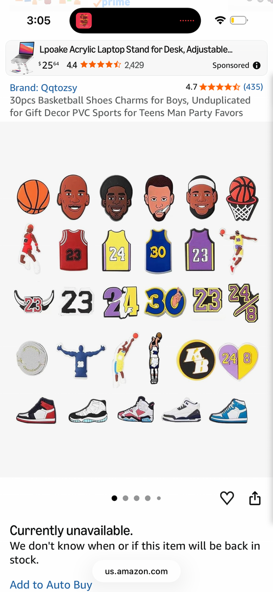 30pcs Basketball Shoes Charms for Boys, Unduplicated for Gift Decor PVC Sports for Teens Man Party Favors