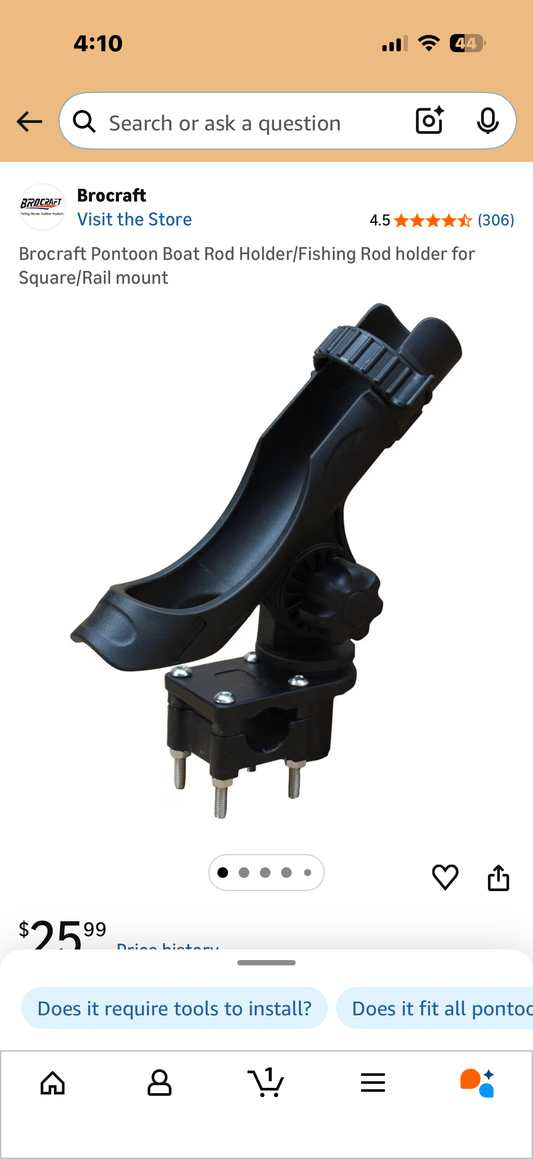 Brocraft Pontoon Boat Rod Holder/Fishing Rod holder for Square/Rail mount
