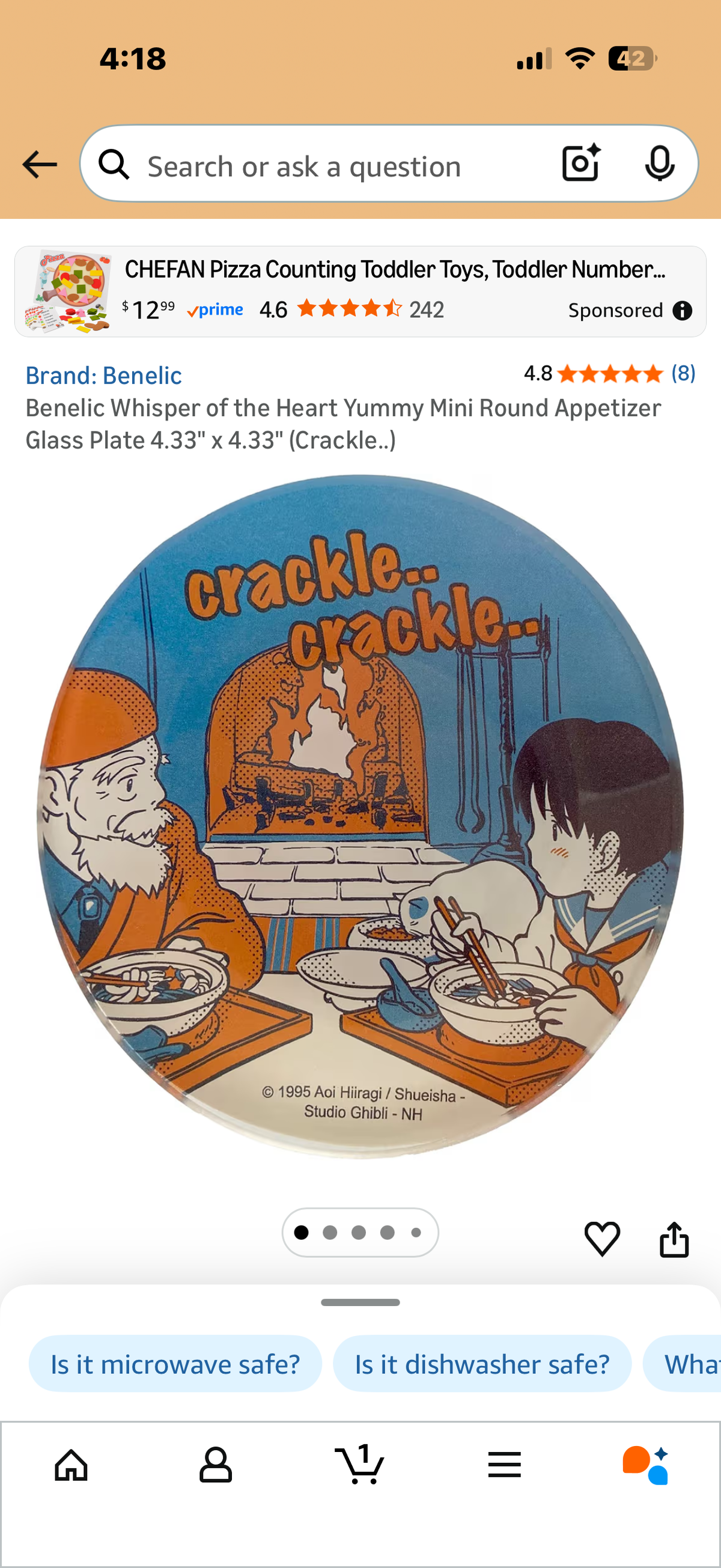 Benelic Whisper of the Heart Yummy Mini Round Appetizer Glass Plate 4.33" x 4.33"