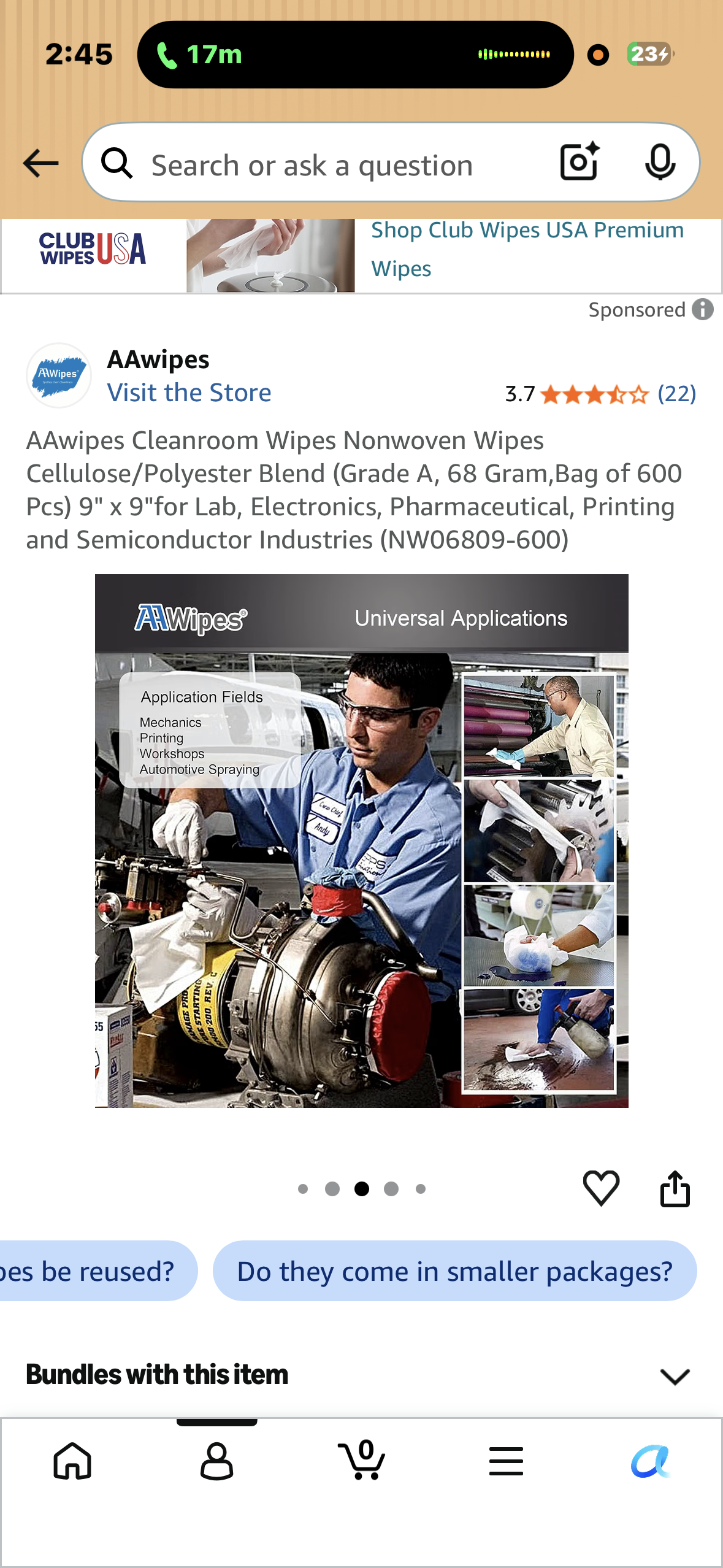 AAwipes Cleanroom Wipes Nonwoven Wipes Cellulose/Polyester Blend (Grade A, 68 Gram,Bag of 600 Pcs) 9" x 9"for Lab, Electronics, Pharmaceutical, Printing and Semiconductor Industries (NW06809-600)