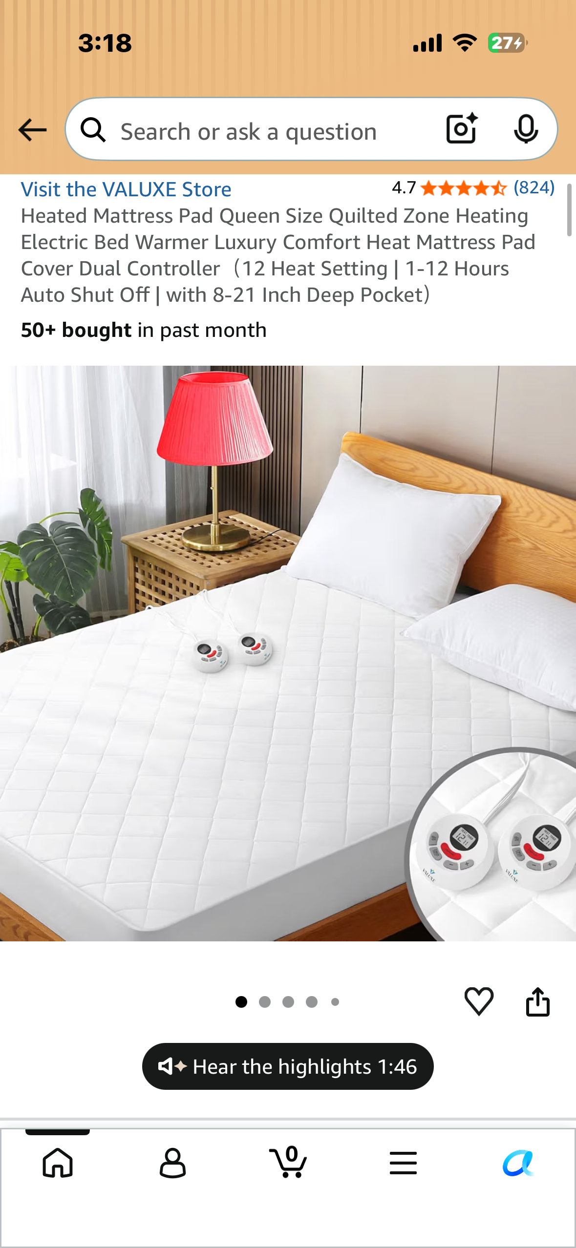 Queen Size Heated Mattress Pad, Zone Heating, Electric Bed Warmer, Luxury Comfort Heat Mattress Pad Cover, Dual Controller（12 Heat Setting | 1-12 Hours Auto Shut Off)