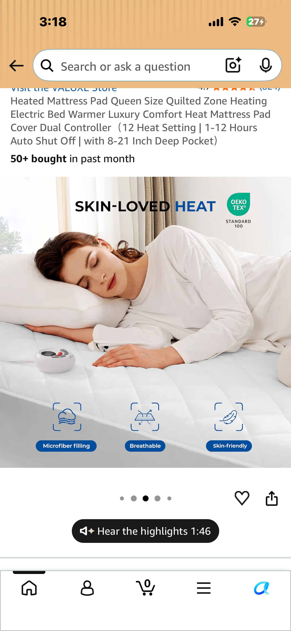Queen Size Heated Mattress Pad, Zone Heating, Electric Bed Warmer, Luxury Comfort Heat Mattress Pad Cover, Dual Controller（12 Heat Setting | 1-12 Hours Auto Shut Off)