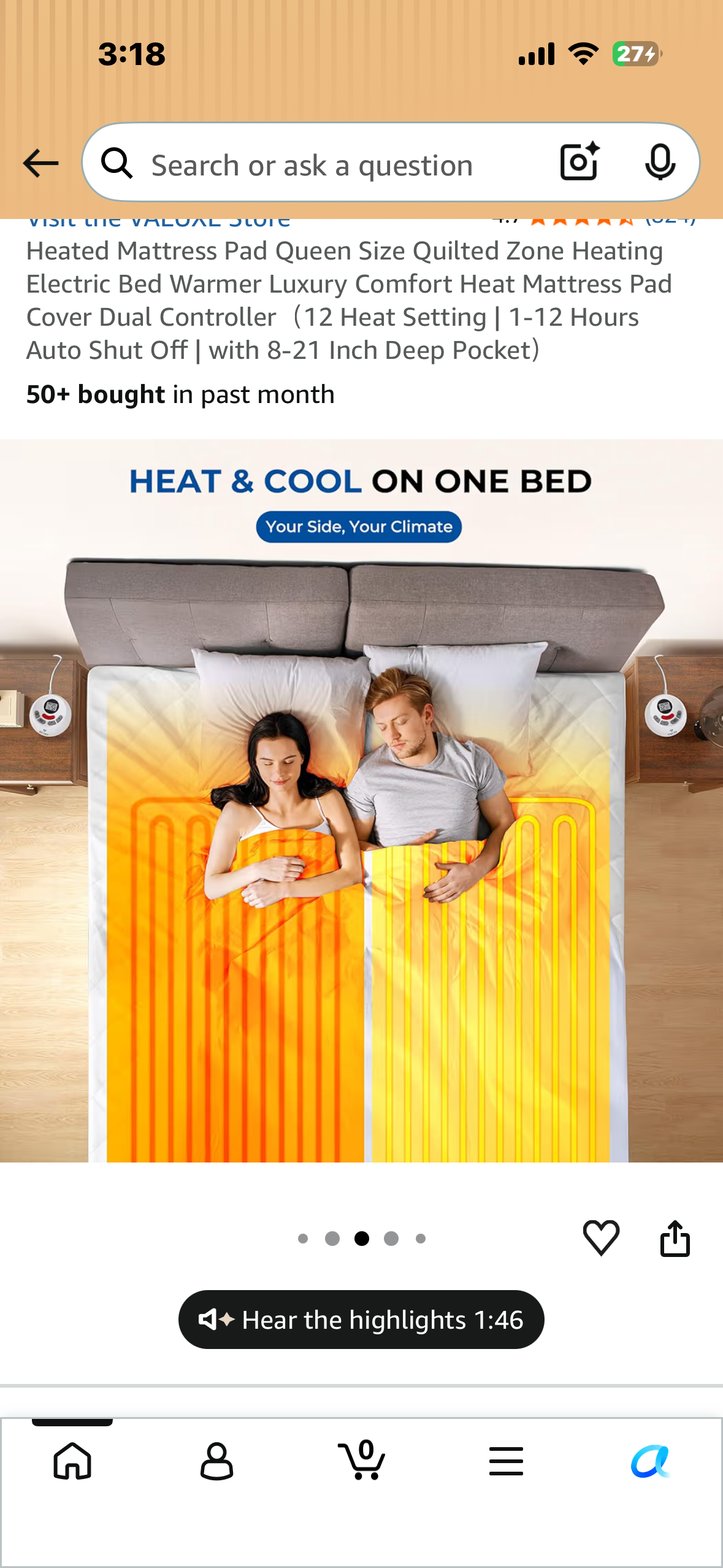 Queen Size Heated Mattress Pad, Zone Heating, Electric Bed Warmer, Luxury Comfort Heat Mattress Pad Cover, Dual Controller（12 Heat Setting | 1-12 Hours Auto Shut Off)