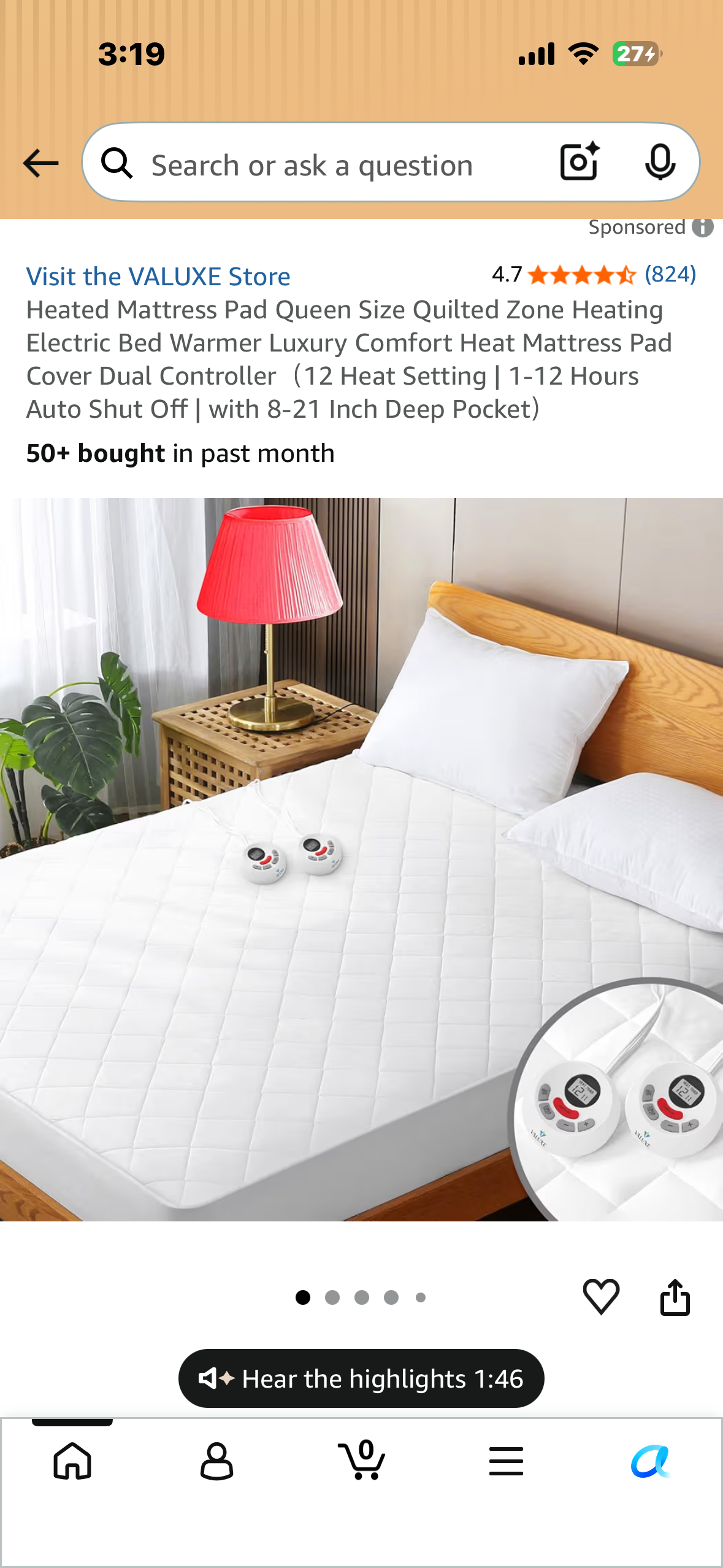 Queen Size Heated Mattress Pad, Zone Heating, Electric Bed Warmer, Luxury Comfort Heat Mattress Pad Cover, Dual Controller（12 Heat Setting | 1-12 Hours Auto Shut Off)
