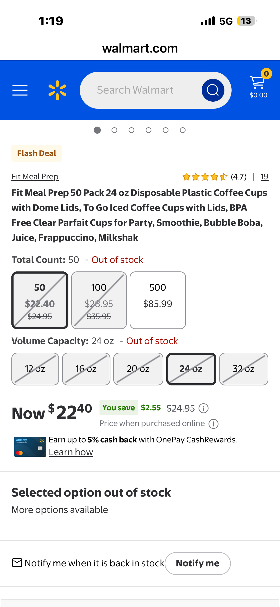 Fit Meal Prep 50 Pack 24 oz Compostable Clear Cups with Flat Lids, Plant Based, Recyclable, Disposable Eco-Friendly for Party, Juice, Milkshake, Bubble Boba, Beer, Iced Tea