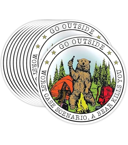 Go Outside Worst Case Scenario A Bear Kills You Funny Camping Sticker Pack