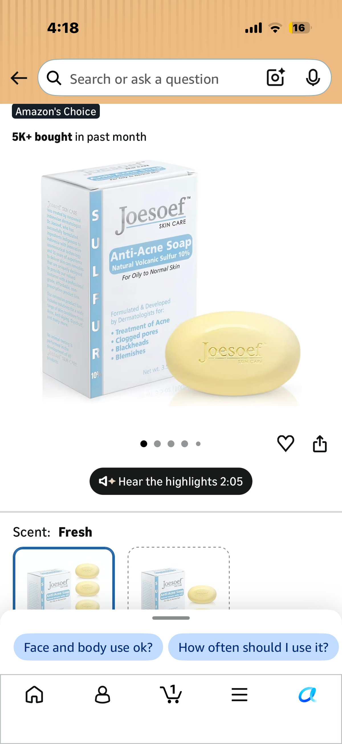 JOESOEF SKIN CARE Sulfur Soap for Acne Pharmaceutical Grade Dermatologists Approved for Acne Rosacea 100G