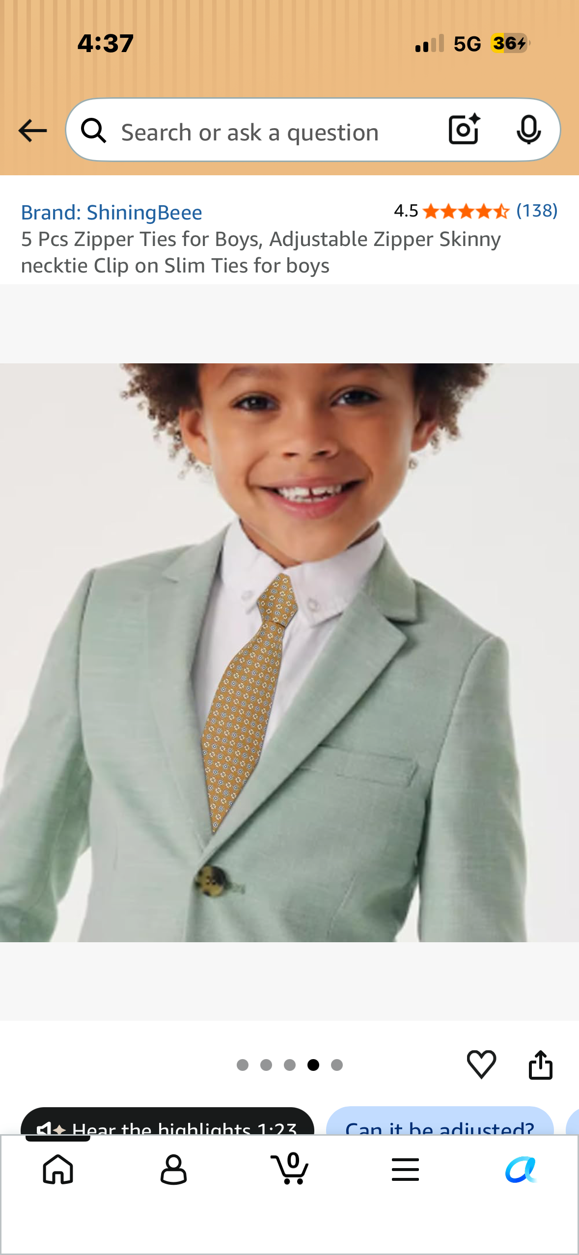 5 Pcs Zipper Ties for Boys, Adjustable Zipper Skinny necktie Clip on Slim Ties for boys