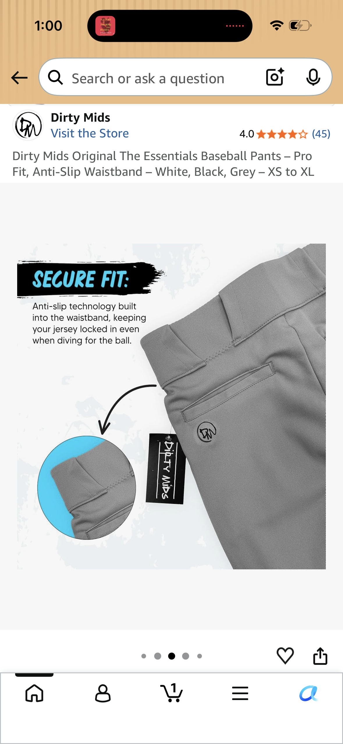Dirty Mids Original The Essentials Baseball Pants – Pro Fit, Anti-Slip Waistband – White, Black, Grey (Size Small)
