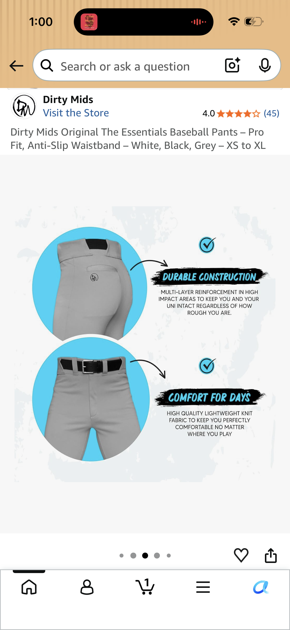 Dirty Mids Original The Essentials Baseball Pants – Pro Fit, Anti-Slip Waistband – White, Black, Grey (Size Small)