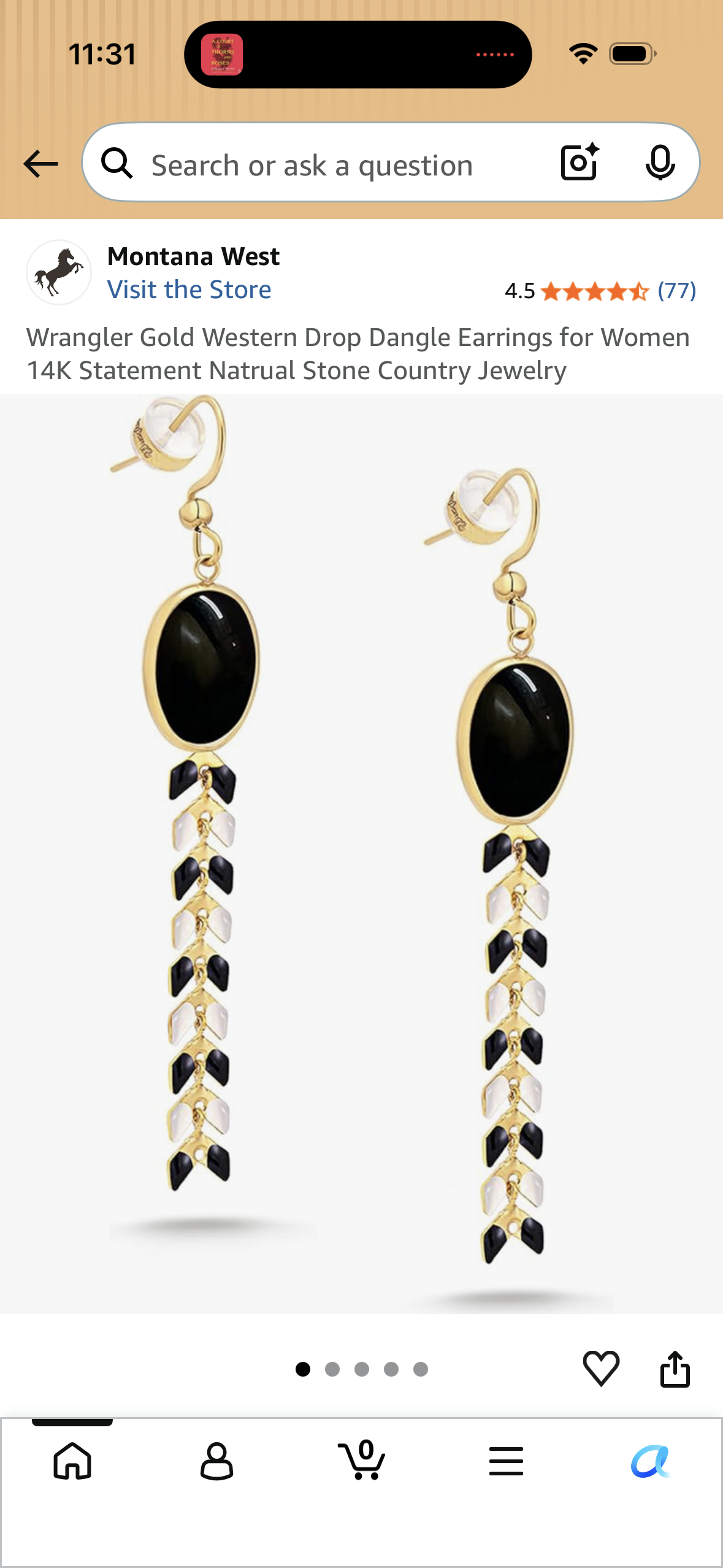 Wrangler Gold Western Drop Dangle Earrings for Women 14K Statement Natrual Stone Country Jewelry kit