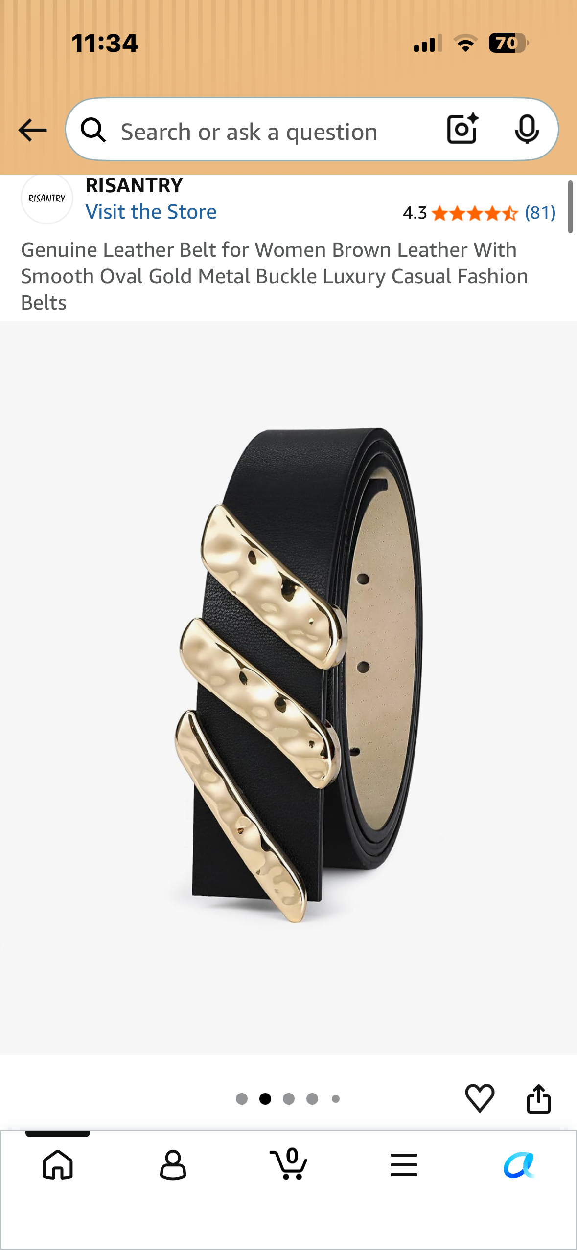 Genuine Leather Belt for Women Brown Leather With Smooth Oval Gold Metal Buckle Luxury Casual Fashion Belts
